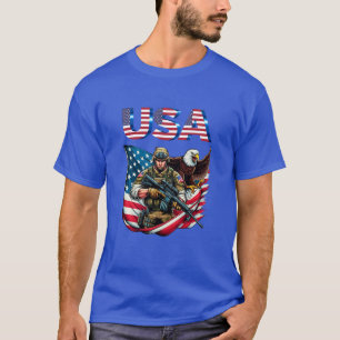 Camiseta Soldado Americano Eagle EUA Bandeira Arte Patrióti