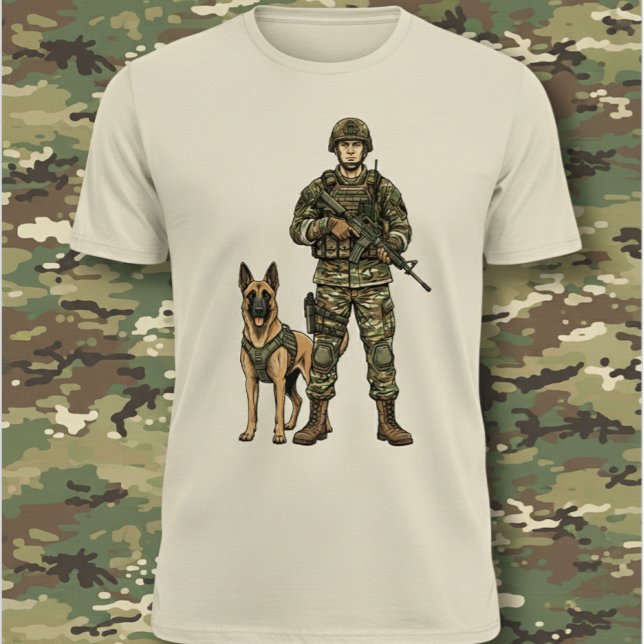Camiseta Soldado com Cão Militar (Criador carregado)