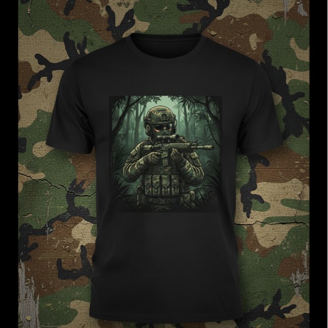 Camiseta Soldado com equipamento na Selva (Criador carregado)