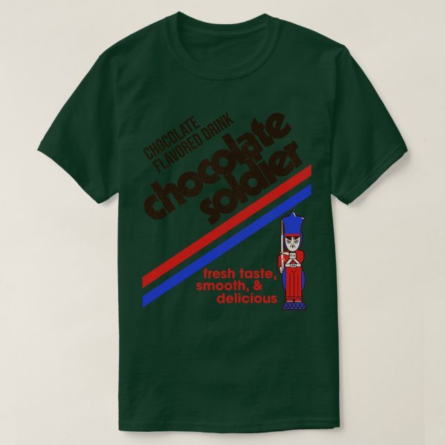 Camiseta Soldado de Chocolate 80s pode etiquetar (Frente do Design)