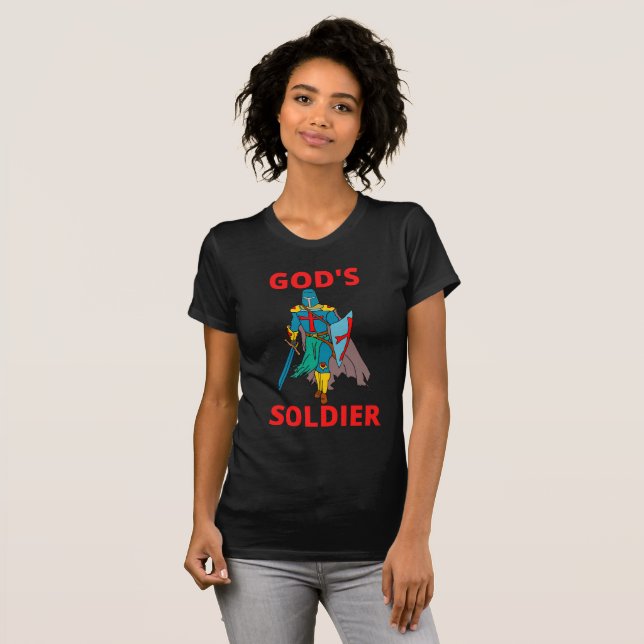 Camiseta Soldado de Deus em Armas Mulheres (Frente Completa)