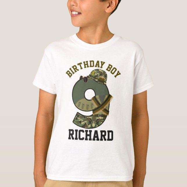 Camiseta Soldado do Garoto de Aniversário Militar 9 (Frente)