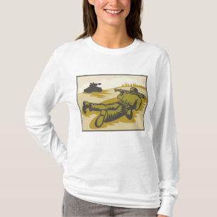 Camiseta Soldado e Tanque da Bazuca da Segunda Guerra Mundi