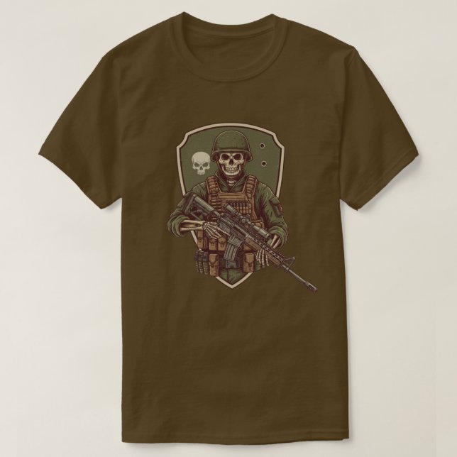 Camiseta Soldado Esqueleto Retro (Frente do Design)