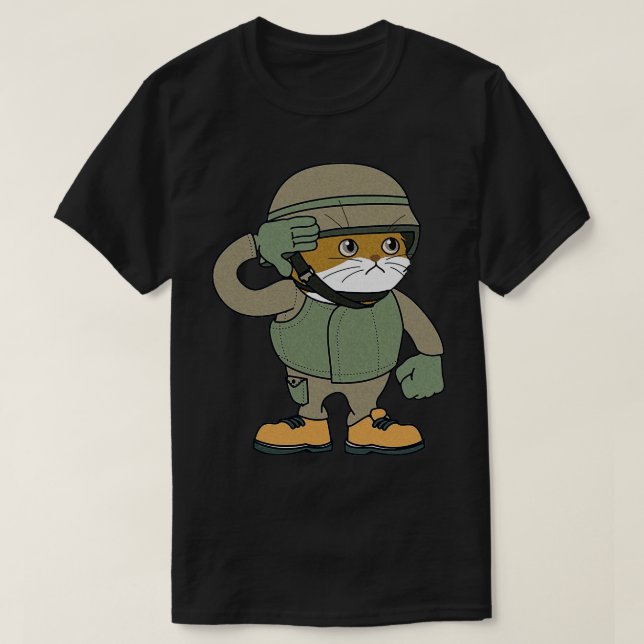 Camiseta Soldado Gato Eu Amo Meu Gato (Frente do Design)