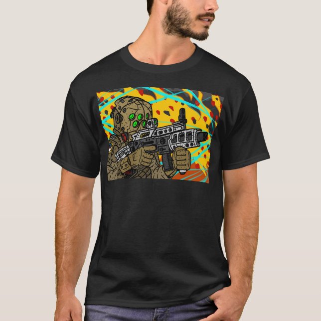 Camiseta Soldado Militar de Batalha do Sci Fi. (Frente)