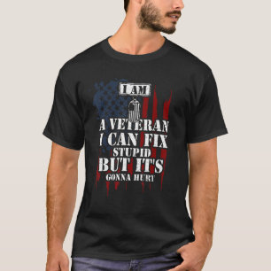 Camiseta Soldado Sou Veterano Posso Consertar Estúpido Mas