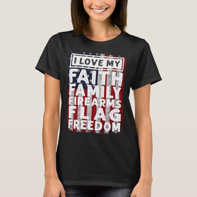 Camiseta Soldado Veteran Eu Amo Minha Família Faith Armas D (Frente)