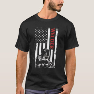Camiseta Soldador Americano Bandeira Soldadura Material Fun