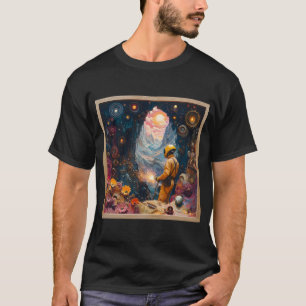 Camiseta Soldador Cósmico na Paisagem Floral do Sonho - Art