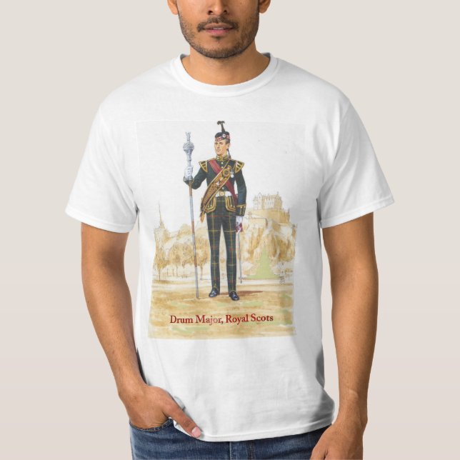 Camiseta Soldados da rainha, major de cilindro, escocês (Frente)