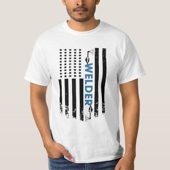 Camiseta Soldadura - Bandeira do Soldador Americano (Frente)