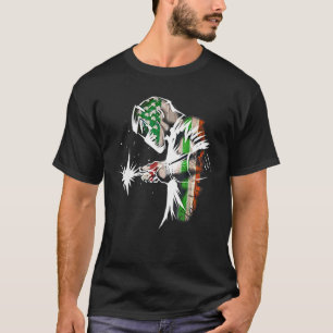Camiseta Soldadura Da Bandeira Irlandesa Americana Shamrock
