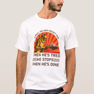 Camiseta Soldadura engraçada, soldador de verdade não pára