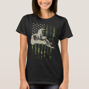 Camiseta Soldadura Patriótica Camouflage American Flag Weld