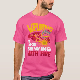 Camiseta Soldar é como costurar com fogo garota