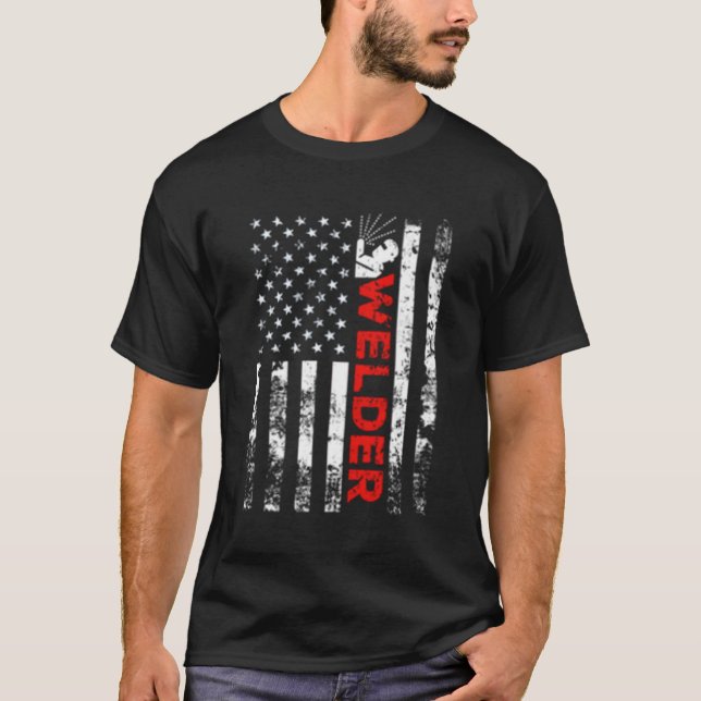 Camiseta Solder Usa American Flag Welder (Frente)