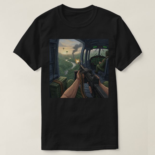 Camiseta Soldier from a helicopter (Frente do Design)