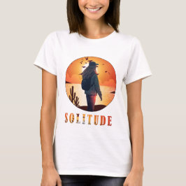 Camiseta Solidão, moça fica com o apoio do pôr do sol