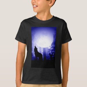 Camiseta Solitário Wolf Howling na Lua