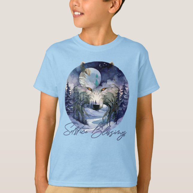Camiseta Solstício Abençoa Florestas de Luar do Lobo de inv (Frente)