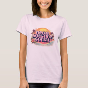 Camiseta Solstício Neon Social Retro   Praia Vintage Pastel