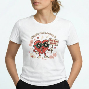 Camiseta Solteiro & Adorando Isso Retrô Lona Divertida