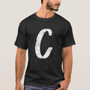 Camiseta Solteiro C Monograma do alfabeto maiúsculo inicia