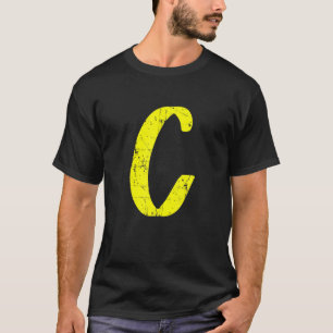 Camiseta Solteiro C Monograma do alfabeto maiúsculo inicial