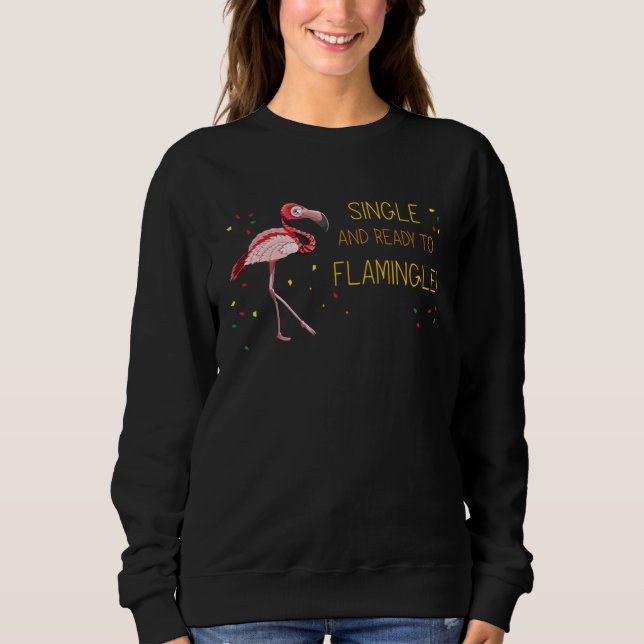 Camiseta Solteiro e Pronto para Flamingle  Flamingo (Frente)