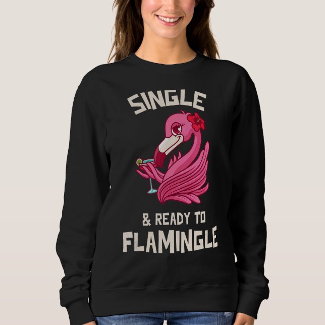 Camiseta Solteiro E Pronto Para Flamingle Flamingo Mingl (Frente)