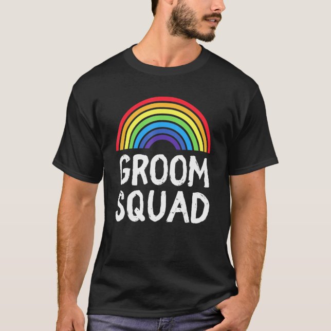 Camiseta Solteiro Gay de Tripulação LGBT de Casamento LGBT (Frente)