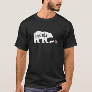 Camiseta Solteiro Mãe Ursa Autismo Autismo Amparo Família A