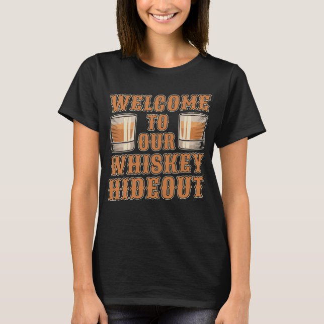 Camiseta Solteiro Malt Hideout Irish Scotch Whiskey (Frente)