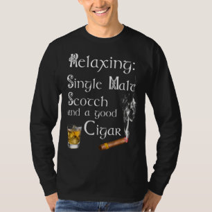 Camiseta Solteiro Malt Whiskey Cigar Para Homens