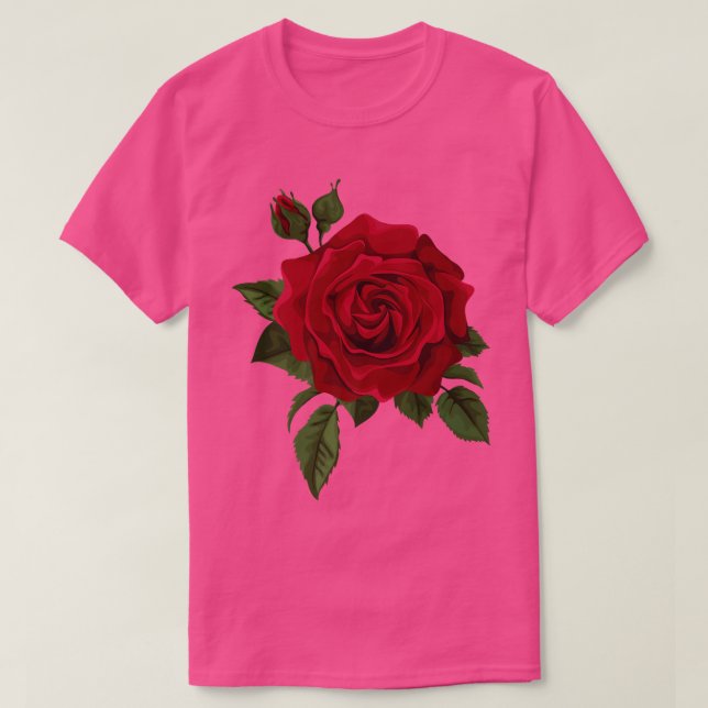 Camiseta Solteiro Rosa vermelha Flor da Flor G das Rosas ve (Frente do Design)