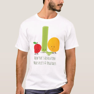 Camiseta Solução de Ano Novo para a Comida de Comida Saudáv