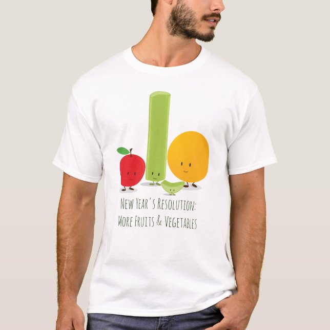 Camiseta Solução de Ano Novo para a Comida de Comida Saudáv (Frente)
