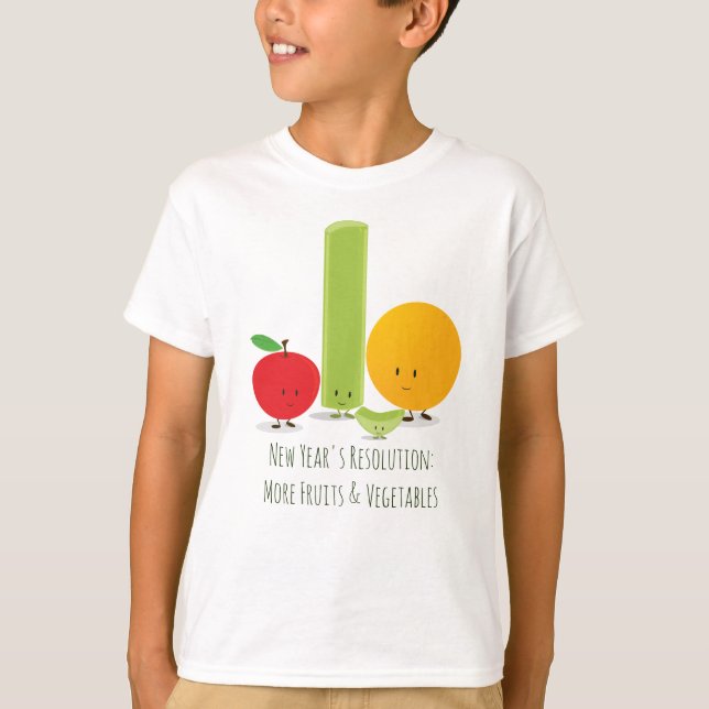 Camiseta Solução de Ano Novo para a Comida de Comida Saudáv (Frente)