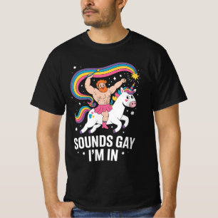 Camiseta Som Gay Estou Em Homem Vestindo Saia Unicórnio LGB