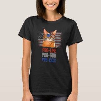 Camiseta Somali Cat Pro Life Pro God Pro Cats American Flag