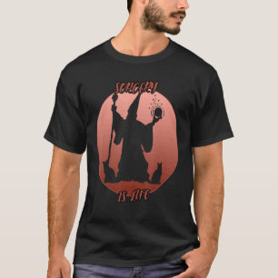 Camiseta Sombra De Feitiçaria Em Um Círculo Vermelho