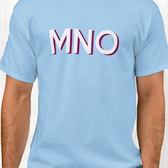 Camiseta Sombra de Quebra das Iniciais do Monograma Moderno (Monogram initials drop shadow personalized t-shirt)