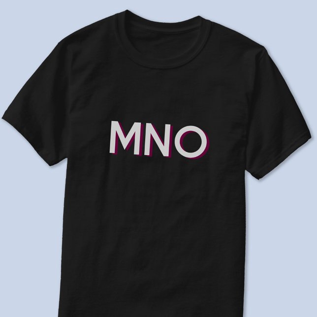 Camiseta Sombra de Quebra das Iniciais do Monograma Moderno (Monogram initials drop shadow personalized t-shirt)