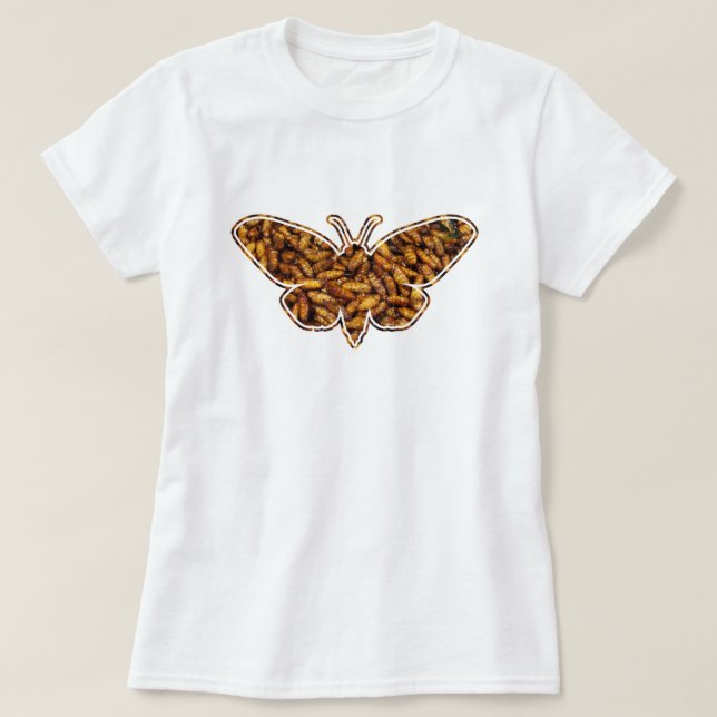 Camiseta Sombra do Ciclo de Vida da Mariposa de Seda Bombyx (Frente do Design)