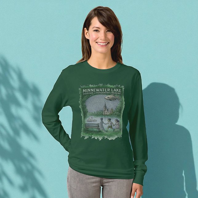 Camiseta Sombras da memória de amanhã mulheres mangas compr (Criador carregado)