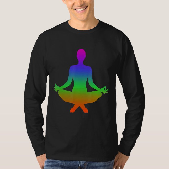 Camiseta Sombras De Meditação Em Cor Do Arco-Íris (Frente)