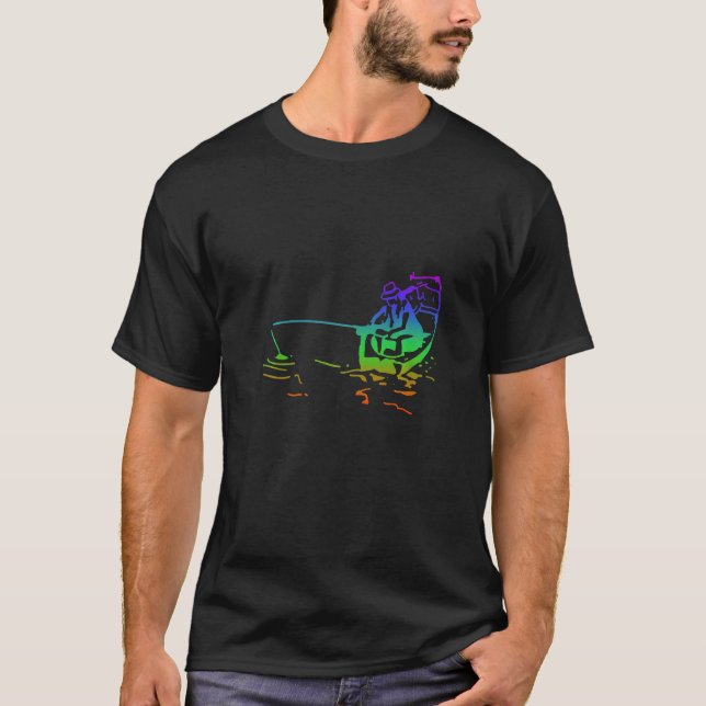 Camiseta Sombras de Piscicultura em Cor de Arco-Íris (Frente)