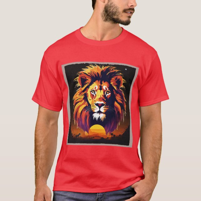 Camiseta "Sombras Majestosas: Design de Leão Silhueta" (Frente)