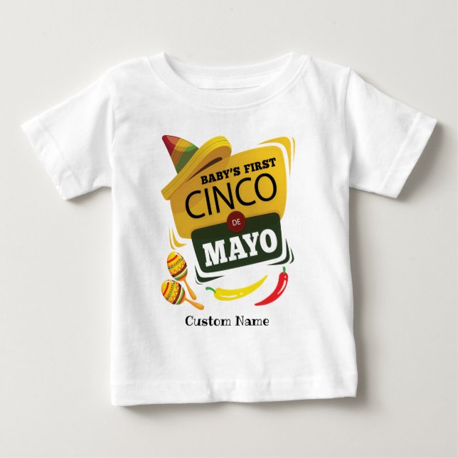 Camiseta Sombrero Fiesta Baby's First Cinco de Mayo (Frente)